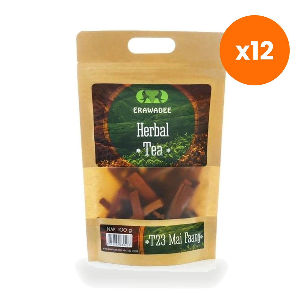 Erawadee T23 Mai Fang Sappanwood Herbal Tea Caffeine Free for Digestive Comfort 100 g