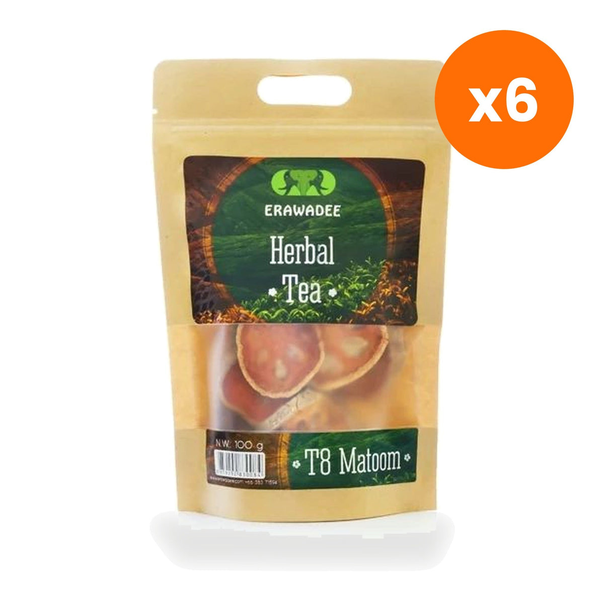 Erawadee T8 Matoom Bael Fruit Herbal Tea Caffeine Free for Throat Comfort 100 g