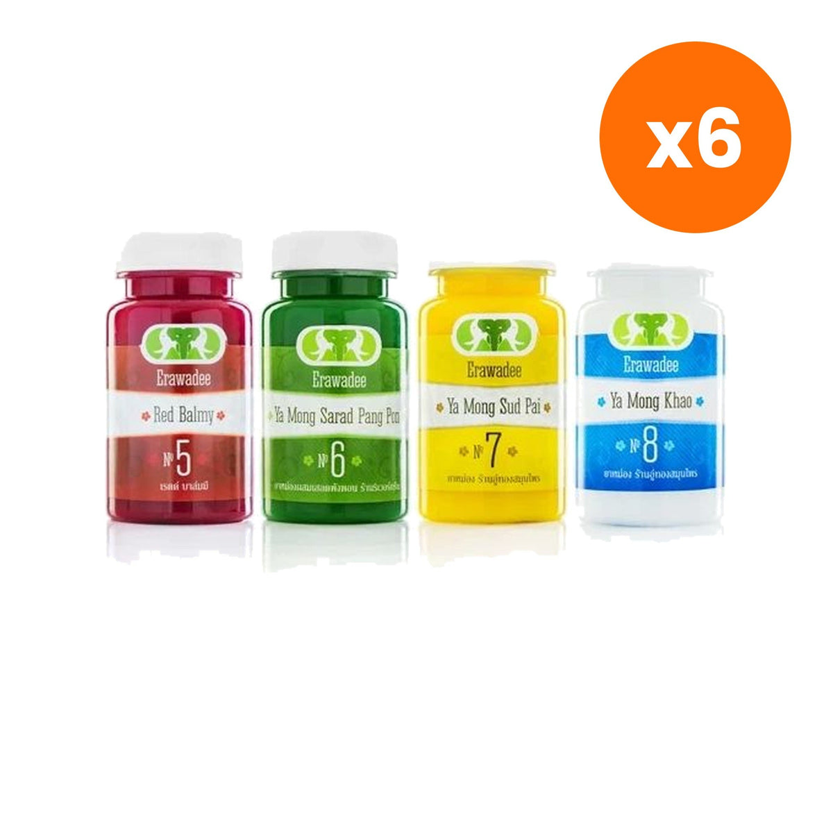 Erawadee Thai Herbal Balm Set No.10 for Everyday Muscle Comfort 4 Balms