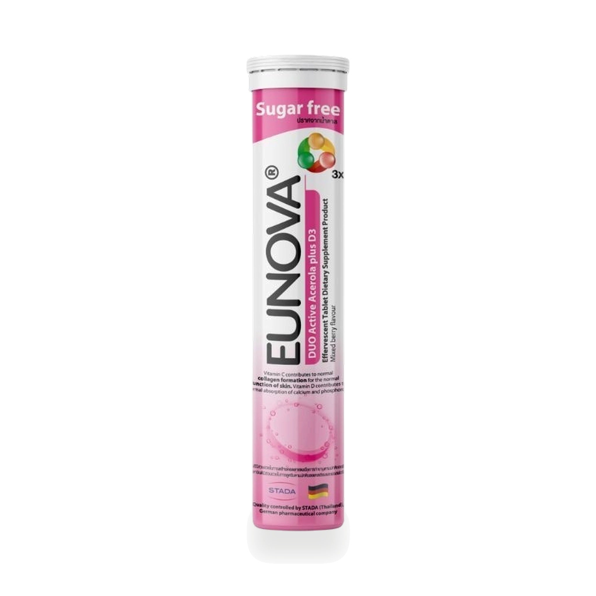 Eunova Duo Active Acerola Vitamin C + Vitamin D3 Effervescent Tablets ‚ 15 Tablets