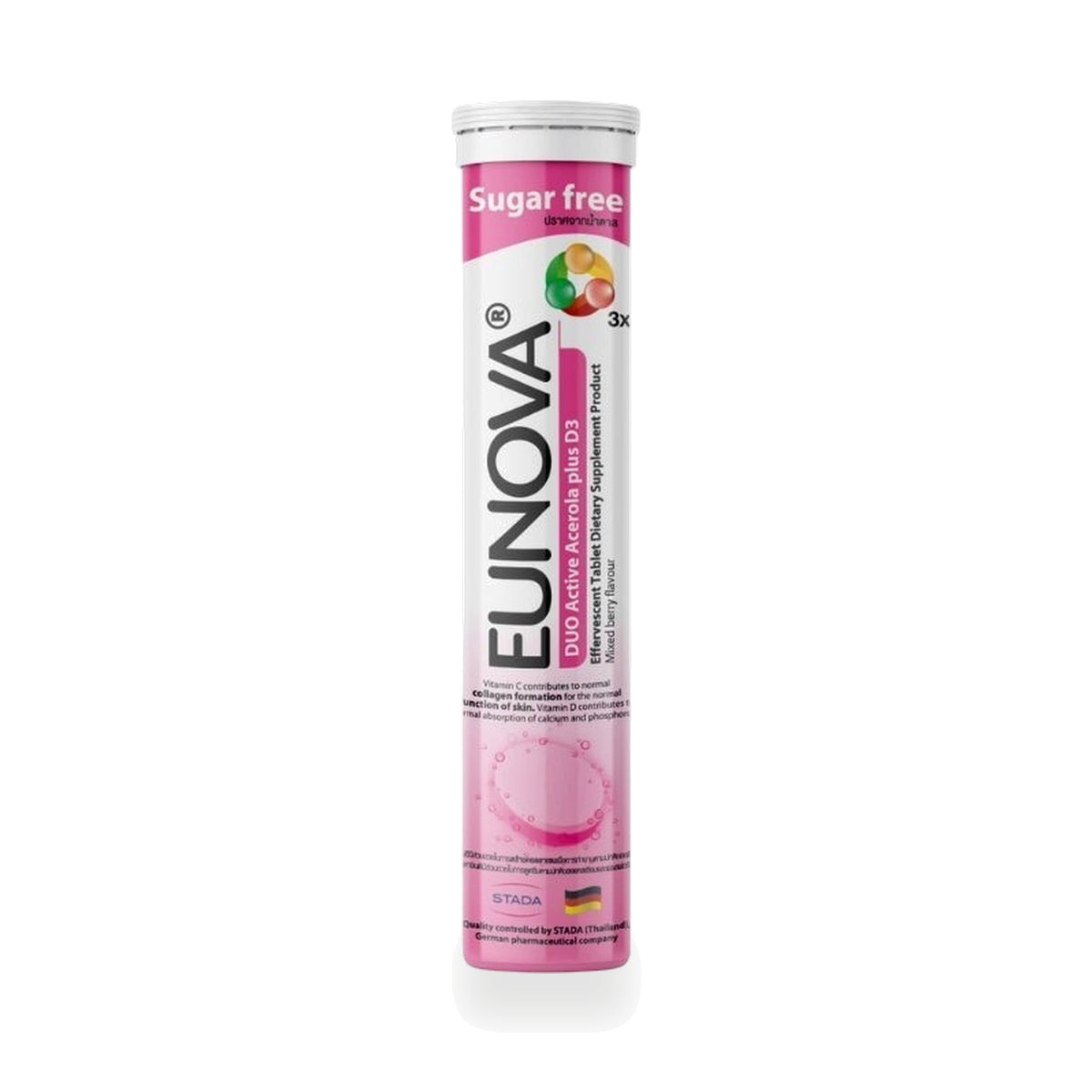 Eunova Duo Active Acerola Vitamin C + Vitamin D3 Effervescent Tablets ‚ 15 Tablets