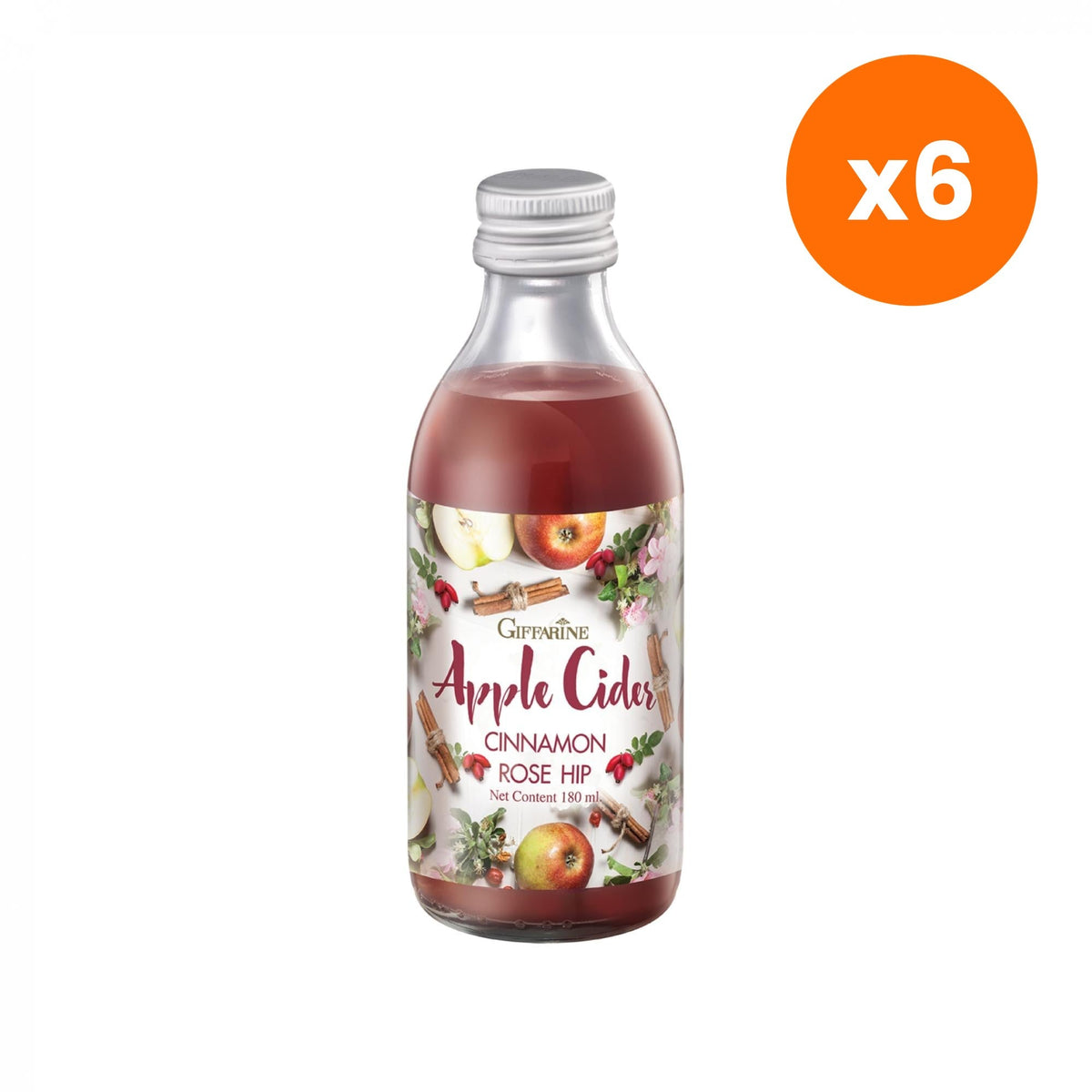 Giffarine Apple Cider Cinnamon Rosehip Grape Juice Drink for Digestive Balance 180 ml