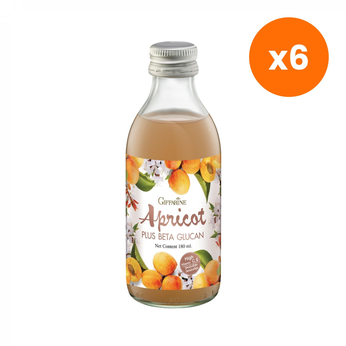 Giffarine Apricot Beta Glucan Fruit Juice Drink for Daily Antioxidant Support 180 ml