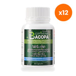 Giffarine Bacopa 300mg Vitamin C B6 B12 for Focus and Mental Clarity 60 Capsules