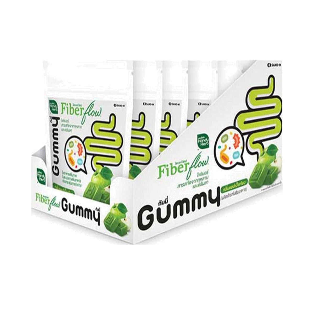 Handy Herb Fiber Flow Green Apple Gummies ‚ 24 Pieces (6 Packs of 4)