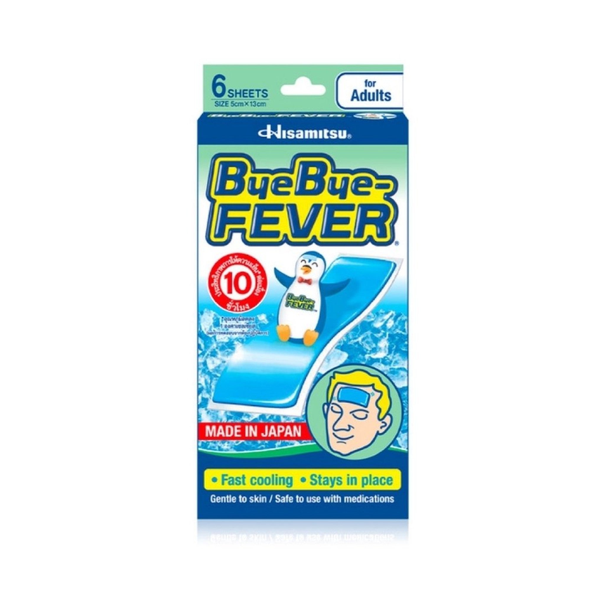 Hisamitsu Bye Bye Fever Adult Cooling Patch for Cooling Comfort 6 Sheets
