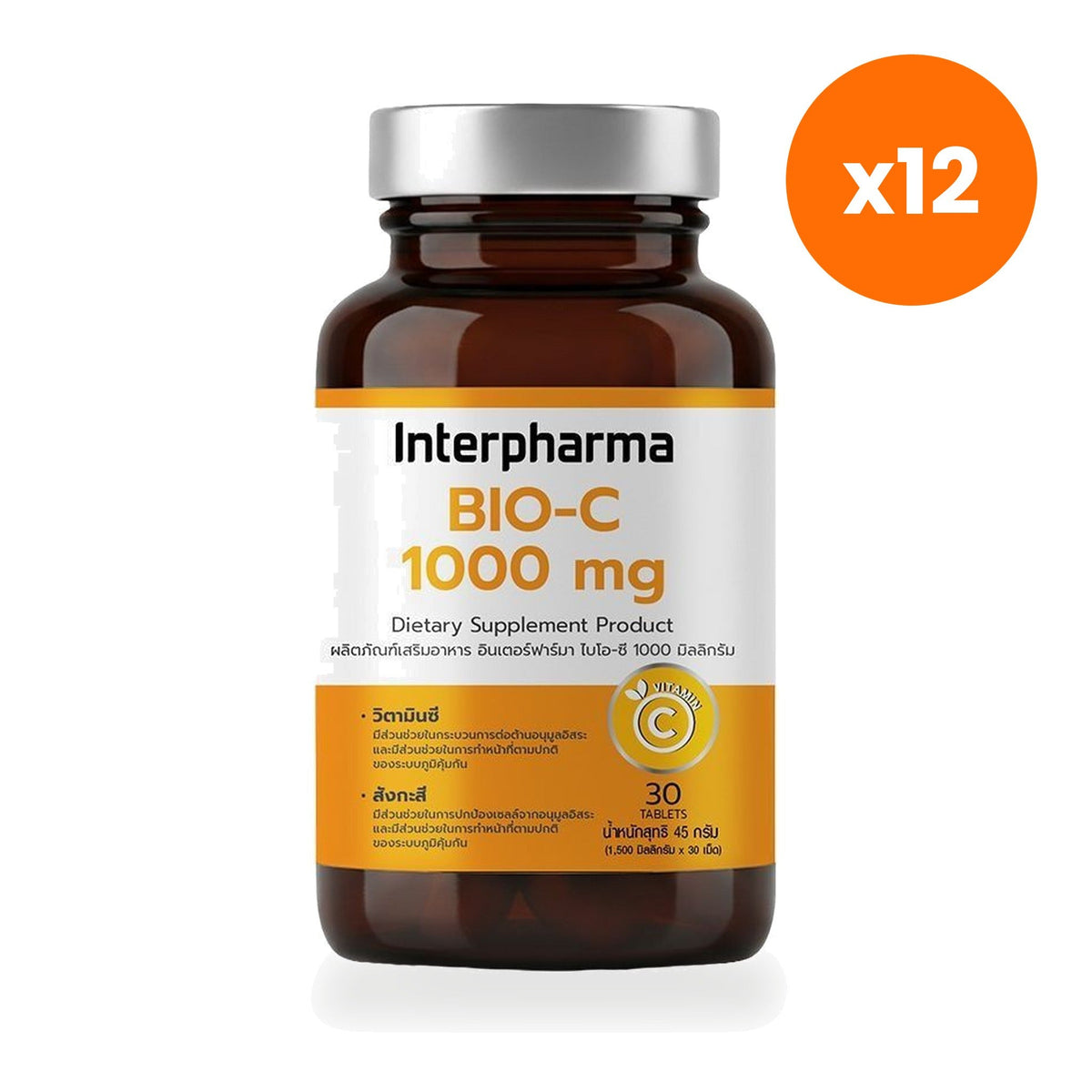 Interpharma Bio C Vitamin C 1000mg Zinc Tablets for Daily Immune Support 30 Tablets