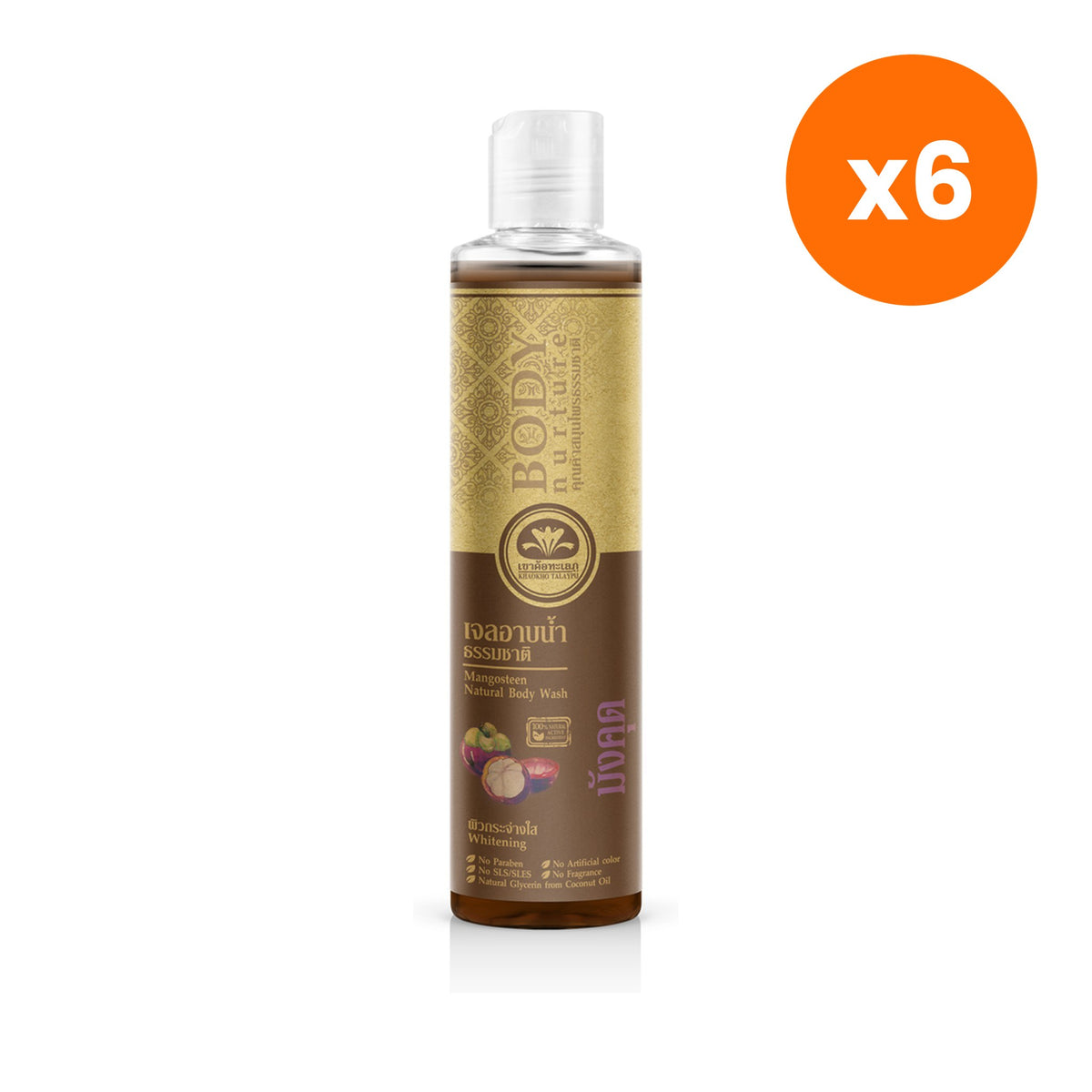 Khaokho Talaypu Natural Shower Gel Mangosteen for Skin Radiance 210 ml – 6 pack bundle