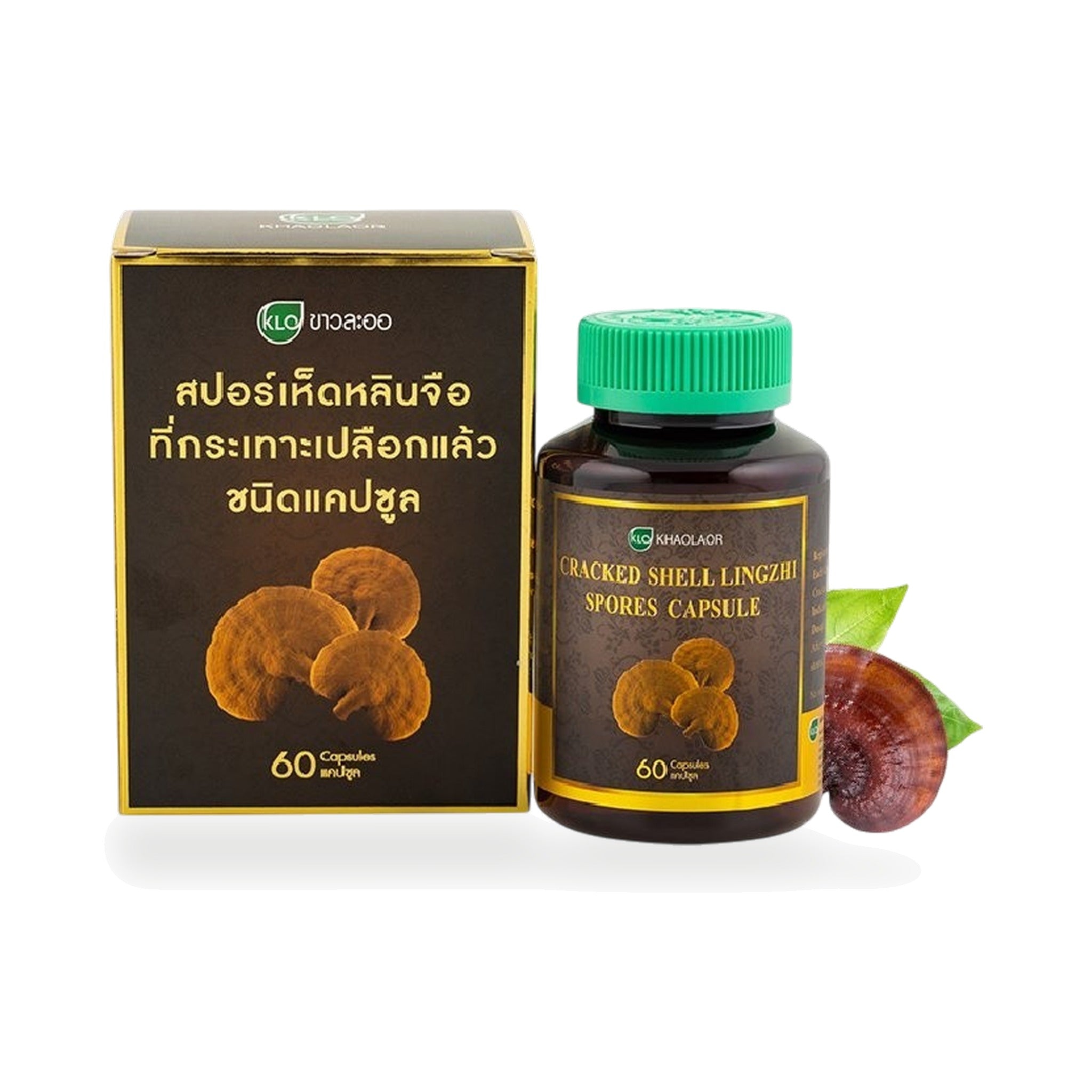 Khaolaor Cracked Reishi Mushroom Spore Capsules 250mg ‚ 60 Capsules