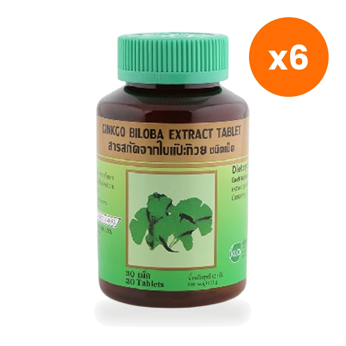 Khaolaor Ginkgo Biloba Extract Tablets 40mg for Memory and Circulation Support 30 Tablets