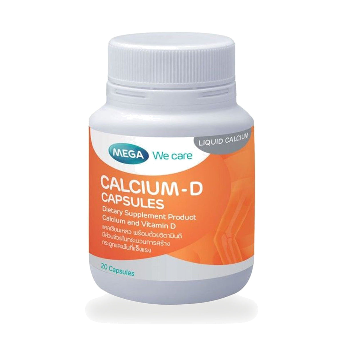 Mega We Care Calcium-D Liquid Calcium Capsules 600mg ‚ 20 Capsules
