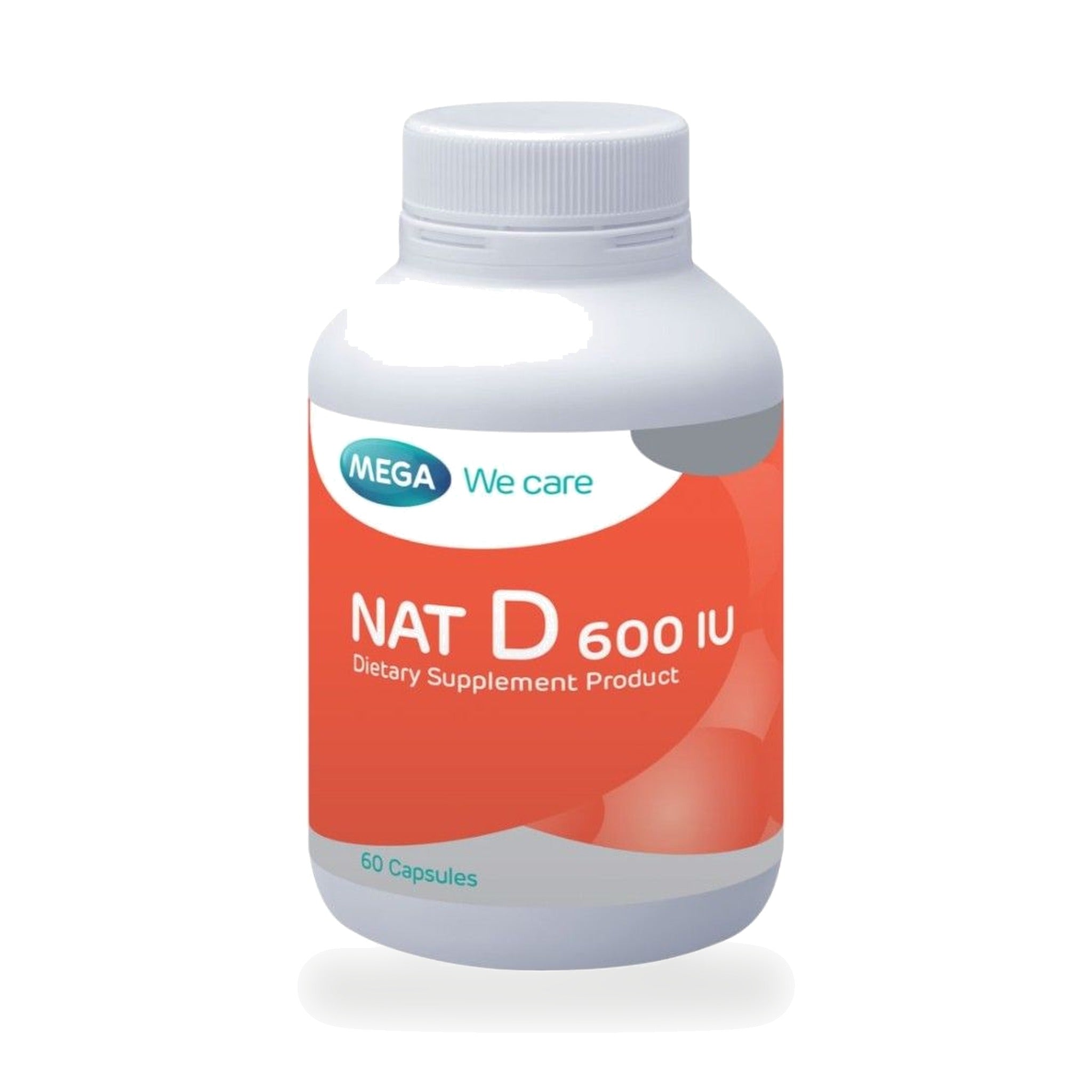Mega We Care Nat D Vitamin D3 Capsules 600 IU ‚ 60 Capsules