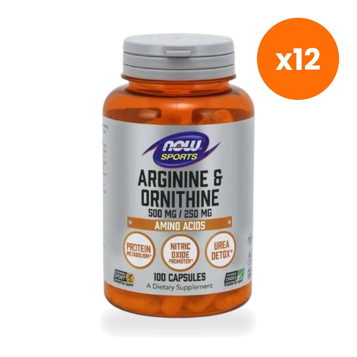 NOW Foods Arginine Ornithine 500mg 250mg for Active Training Support 100 Capsules