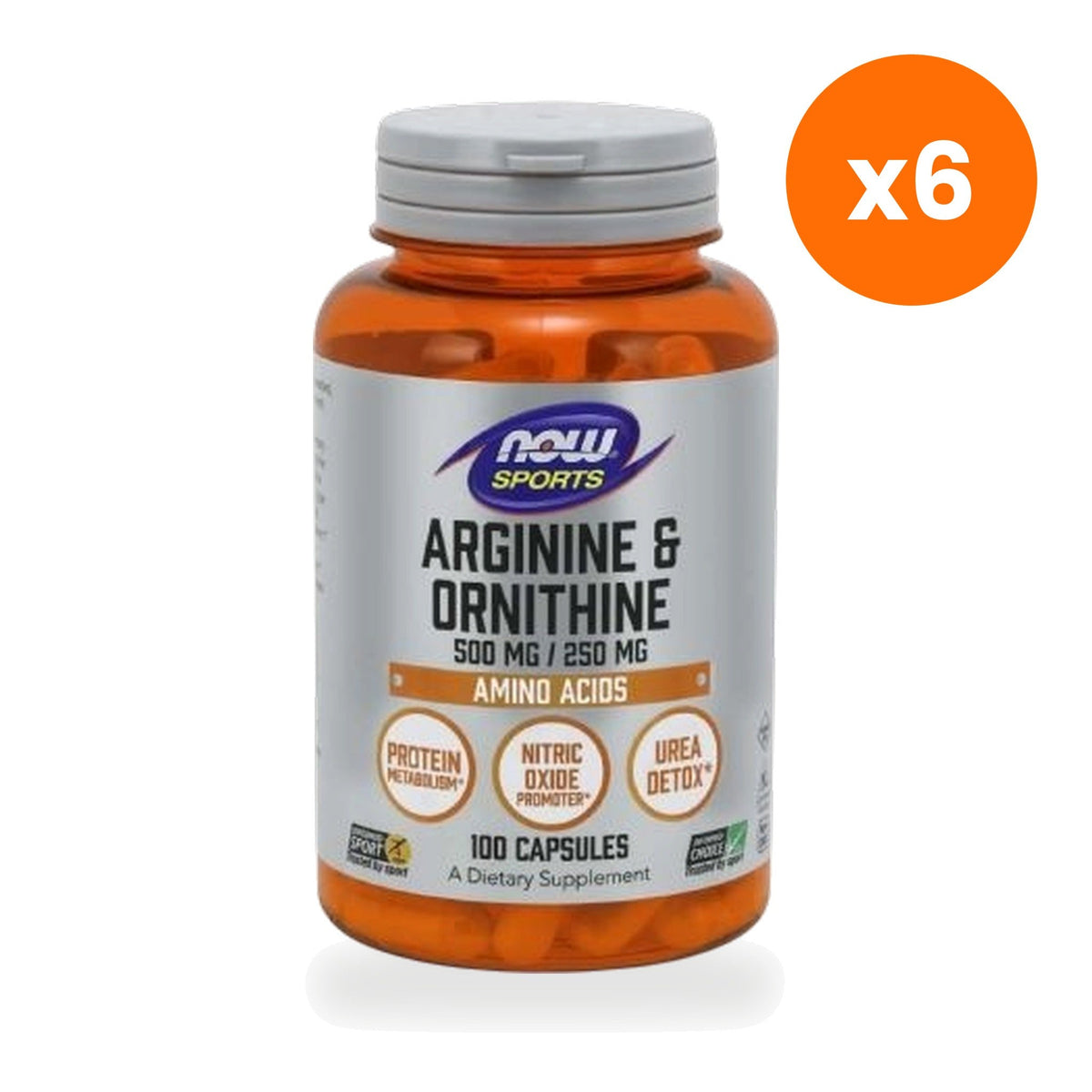 NOW Foods Arginine Ornithine 500mg 250mg for Active Training Support 100 Capsules
