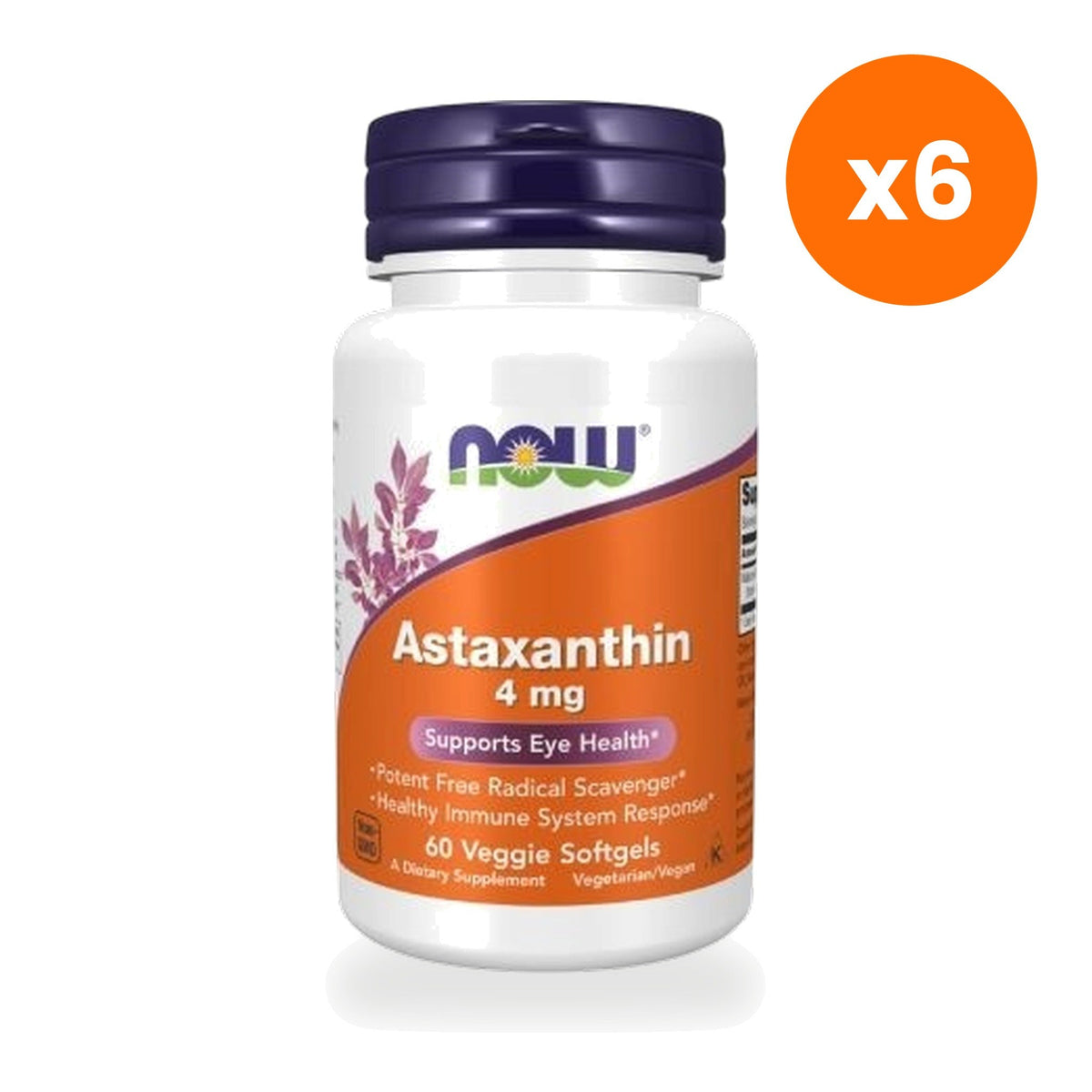 NOW Foods Astaxanthin 4mg for Antioxidant Support 60 Veggie Softgels