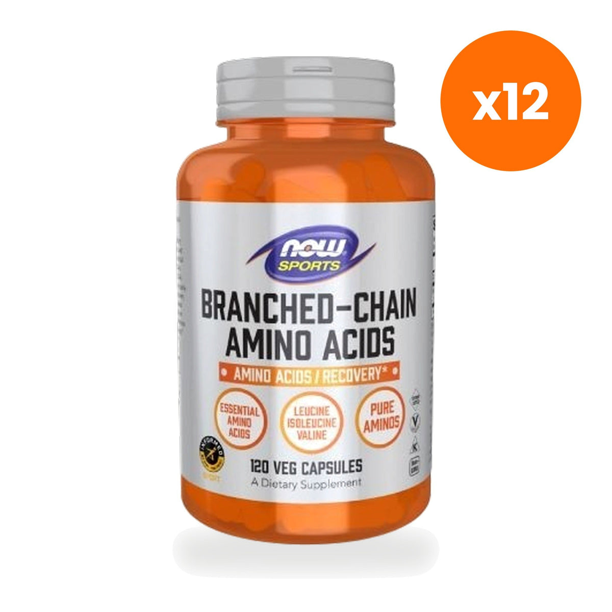 NOW Foods BCAA Branched Chain Amino Acids for Post Workout Recovery 120 Veg Capsules