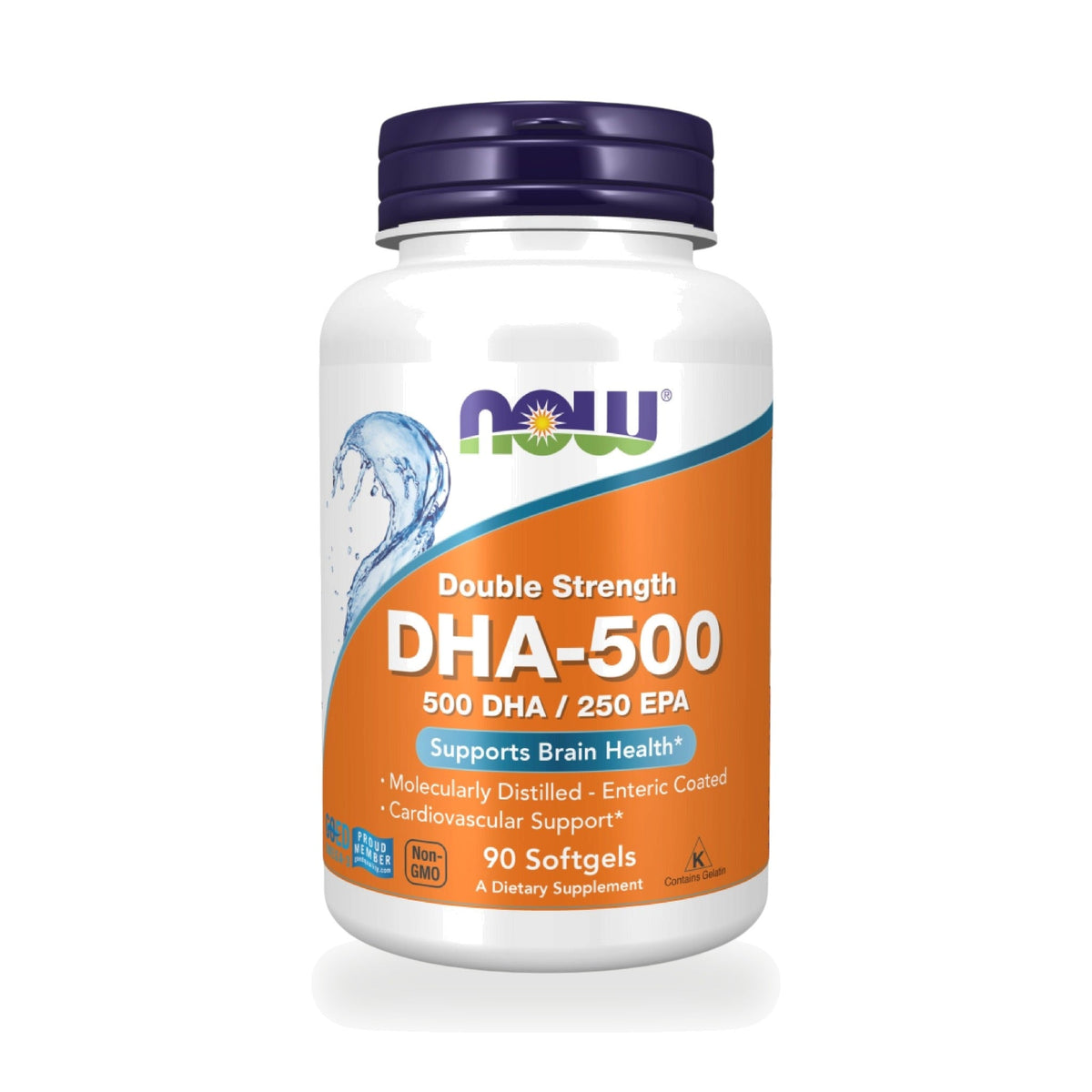 NOW Foods DHA-500 Enteric Coated Fish Oil Softgels 1,000mg ‚ 90 Softgels