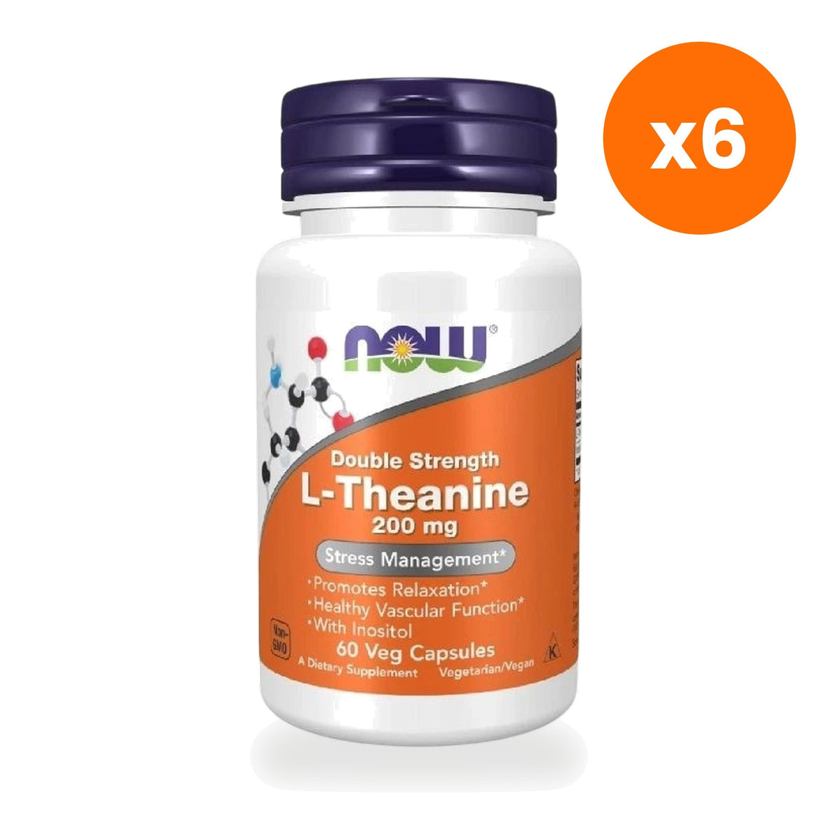 NOW Foods L Theanine 200mg Inositol for Restful Sleep 60 Veg Capsules