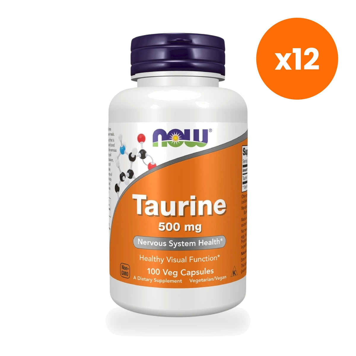 NOW Foods Taurine Veg Capsules 500mg for Active Nutrition Support 100 Veg Capsules