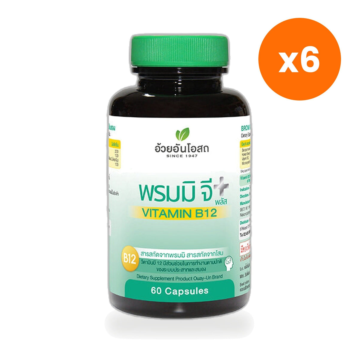 Ouay Un Osoth Bacopa G Plus Ginseng B12 for Mental Clarity and Focus 60 Capsules