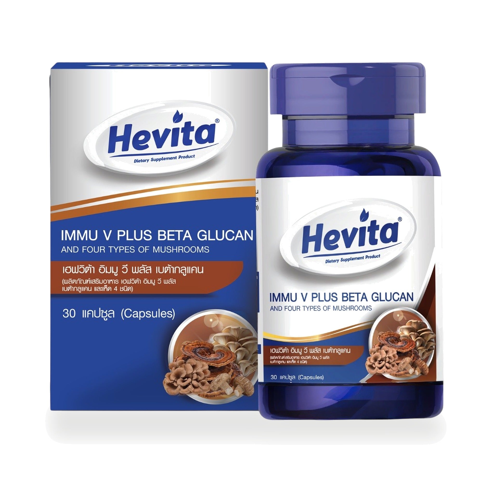 Panapat Hevita Immu V+ Beta-Glucan & Mushroom Capsules ‚ 30 Capsules