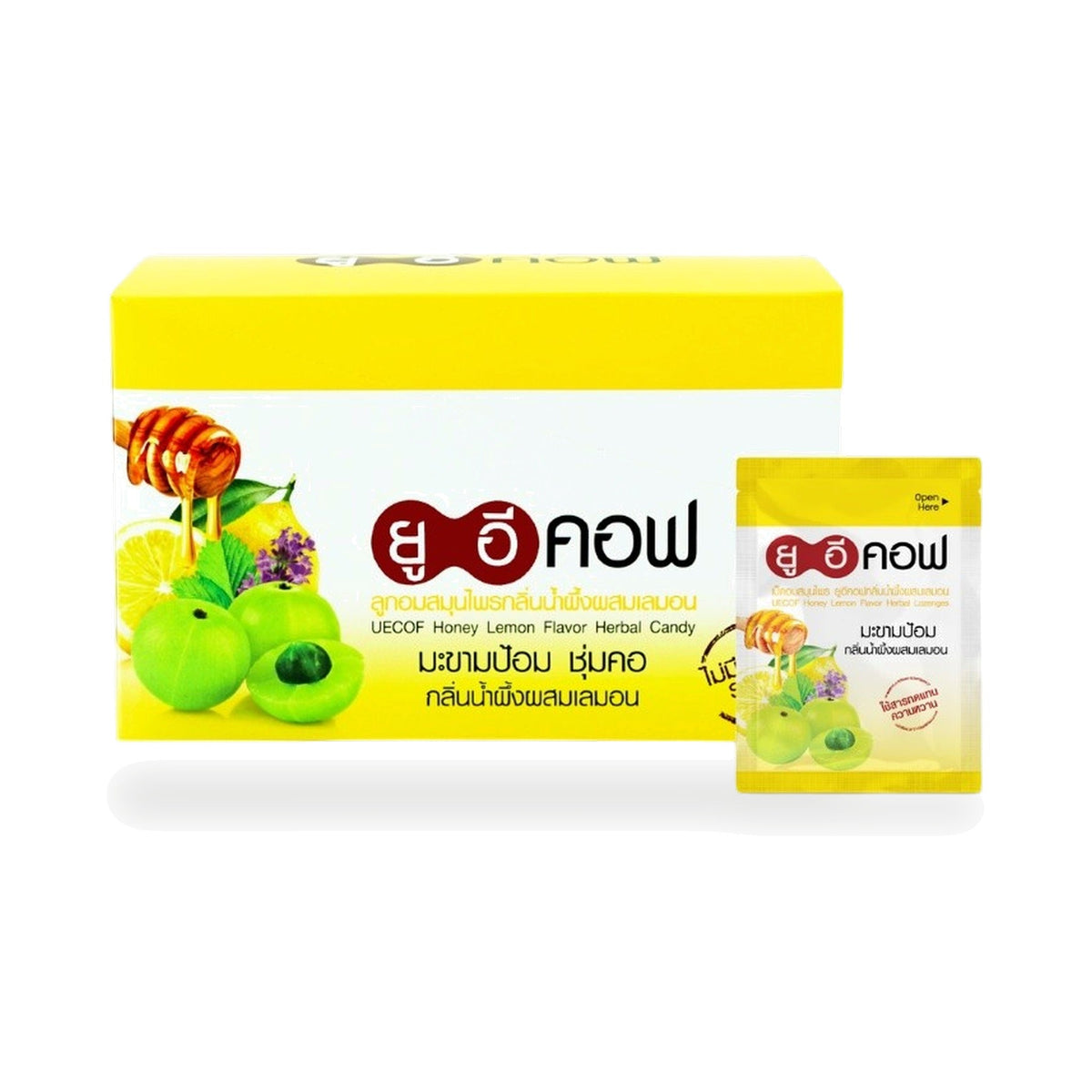 Panapat Uecof Honey Lemon Amla Herbal Lozenges, Sugar-Free ‚ 20 x 6 Lozenges