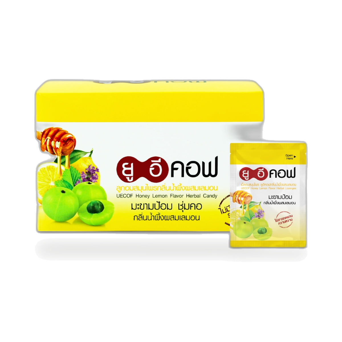 Panapat Uecof Honey Lemon Amla Herbal Lozenges, Sugar-Free ‚ 20 x 20 Lozenges