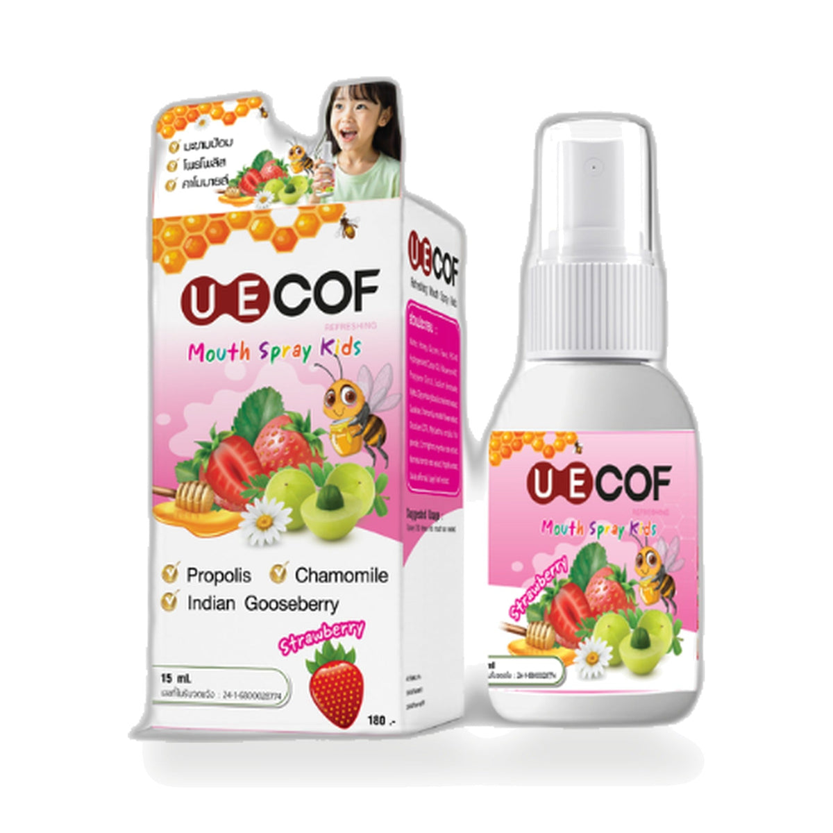 Panapat Uecof Kids Refreshing Mouth Spray Strawberry ‚ 15 ml