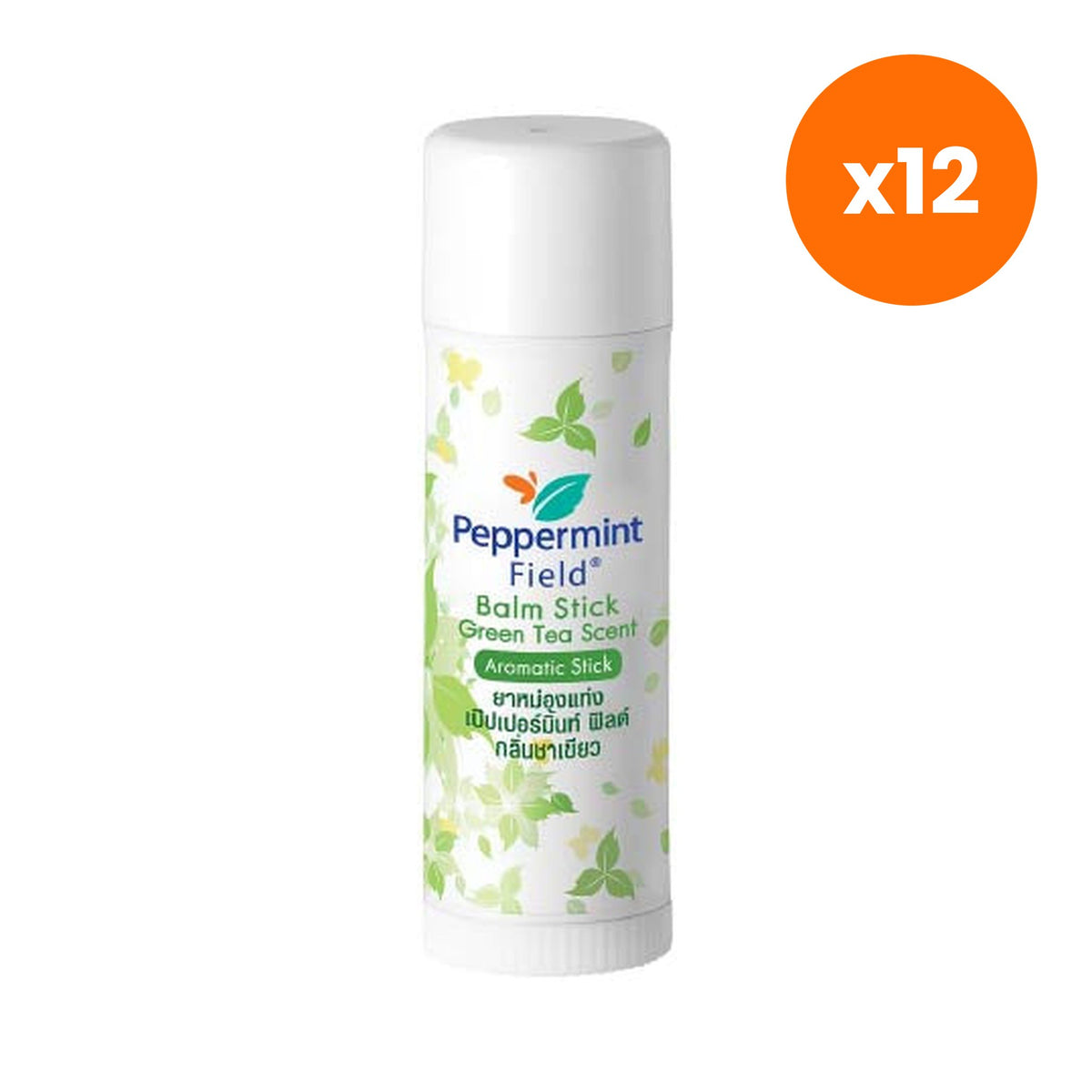 Peppermint Field Stick Balm Green Tea Scent for Skin Comfort 6 g – 12 pack bundle