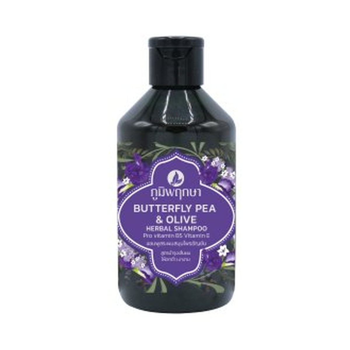 Poompuksa Butterfly Pea and Olive Herbal Shampoo for Scalp and Hair Care 250 g