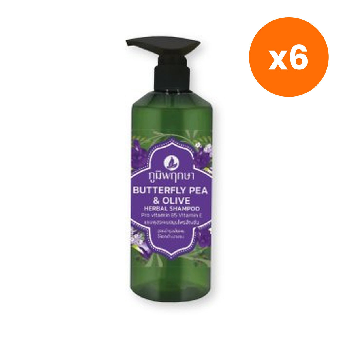Poompuksa Butterfly Pea Shampoo for Scalp and Hair Care 500 ml – 6 pack bundle