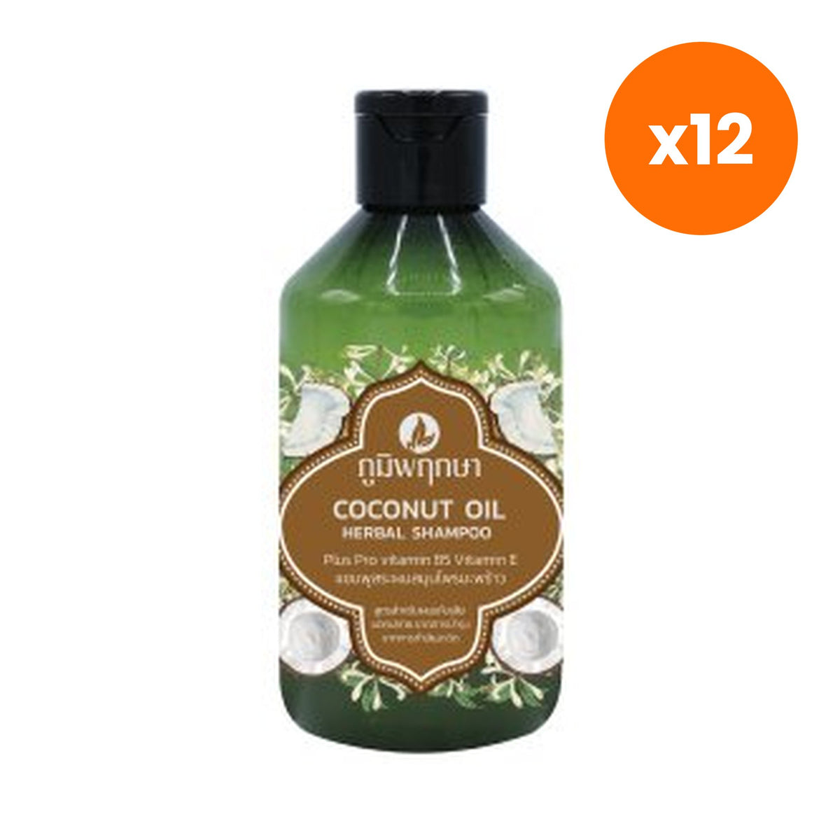 Poompuksa Coconut Oil Herbal Shampoo for Scalp and Hair Care 250 g – 12 pack bundle