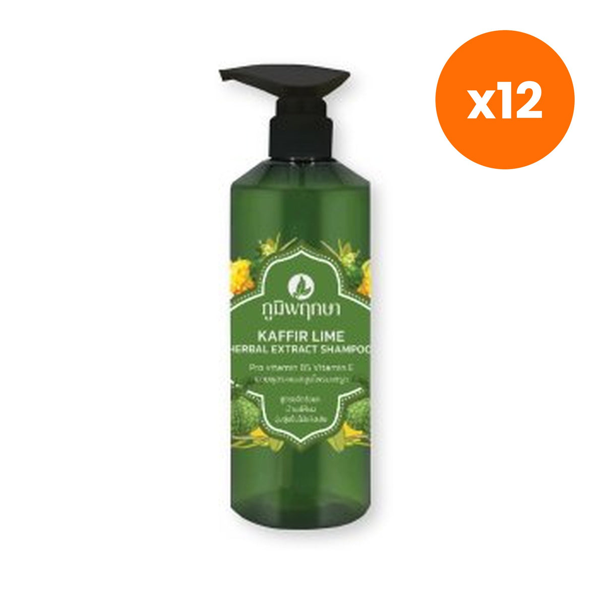 Poompuksa Kaffir Lime Herbal Extract Shampoo for Scalp and Hair Care 500 ml – 12 pack bundle