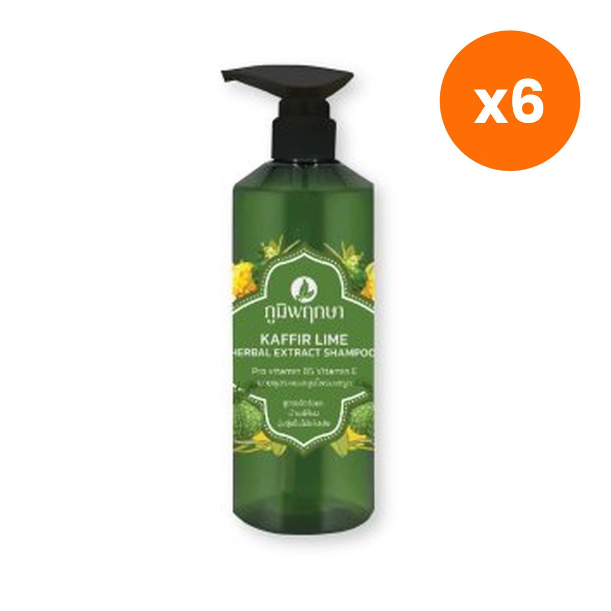 Poompuksa Kaffir Lime Herbal Extract Shampoo for Scalp and Hair Care 500 ml – 6 pack bundle