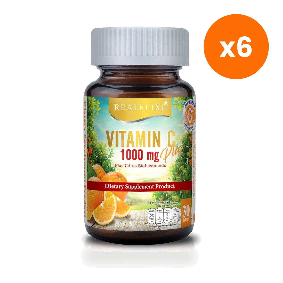Real Elixir Vitamin C 1000mg Plus Bioflavonoids for Daily Immune Support 30 Tablets