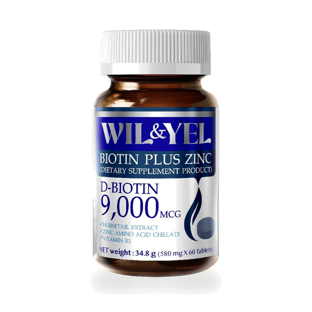 Real Elixir Will & Yell Biotin + Zinc Hair Supplement Tablets ‚ 60 Tablets