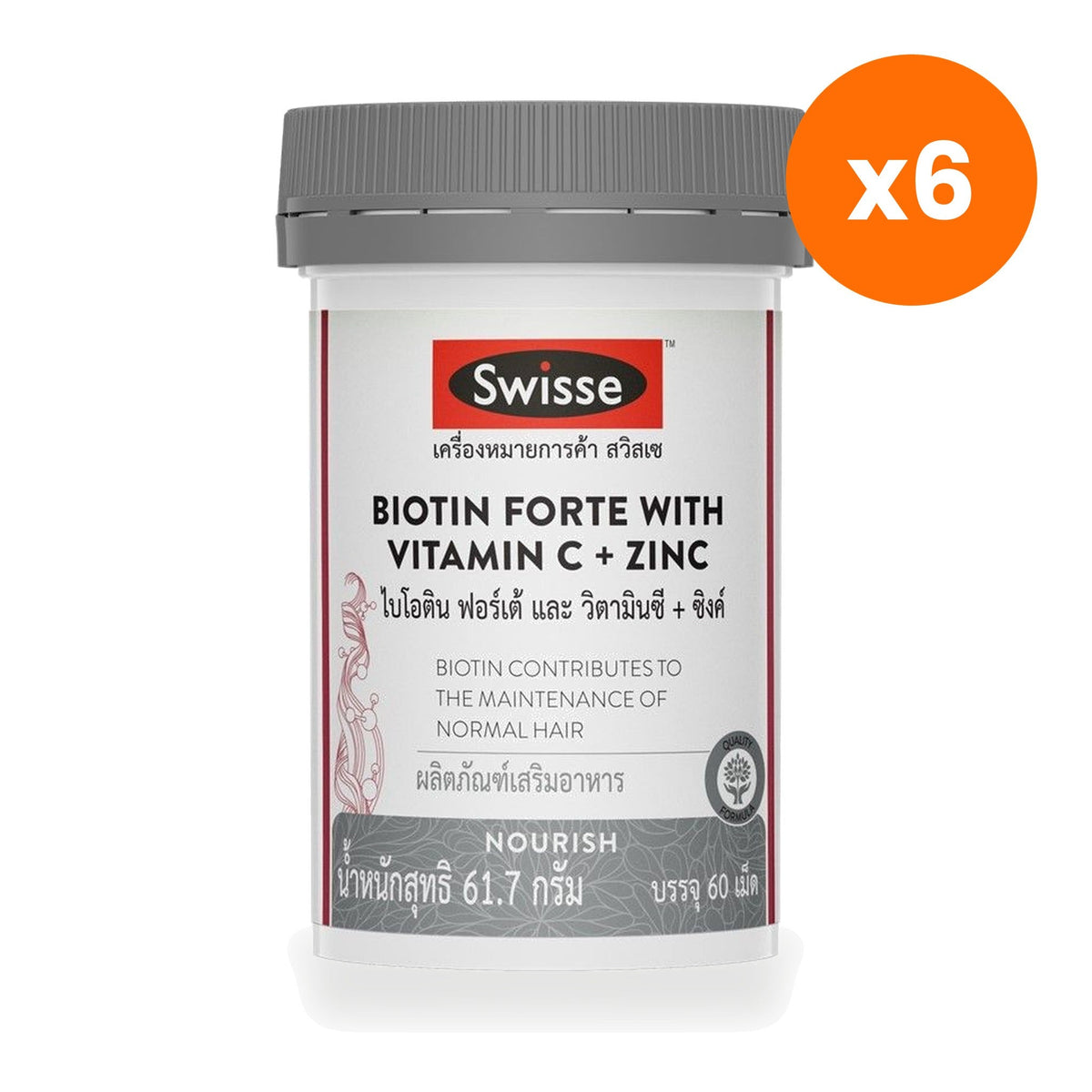 Swisse Biotin Forte with Vitamin C Zinc Tablets for Hair and Nail Health 60 Tablets