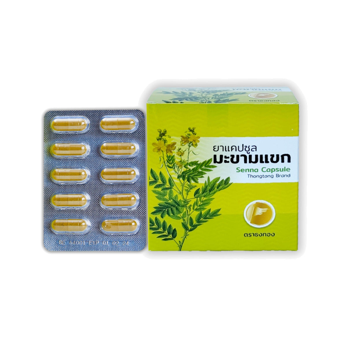 Thongtong Osoth Senna Leaf for Bedtime Regularity Support 100 Capsules