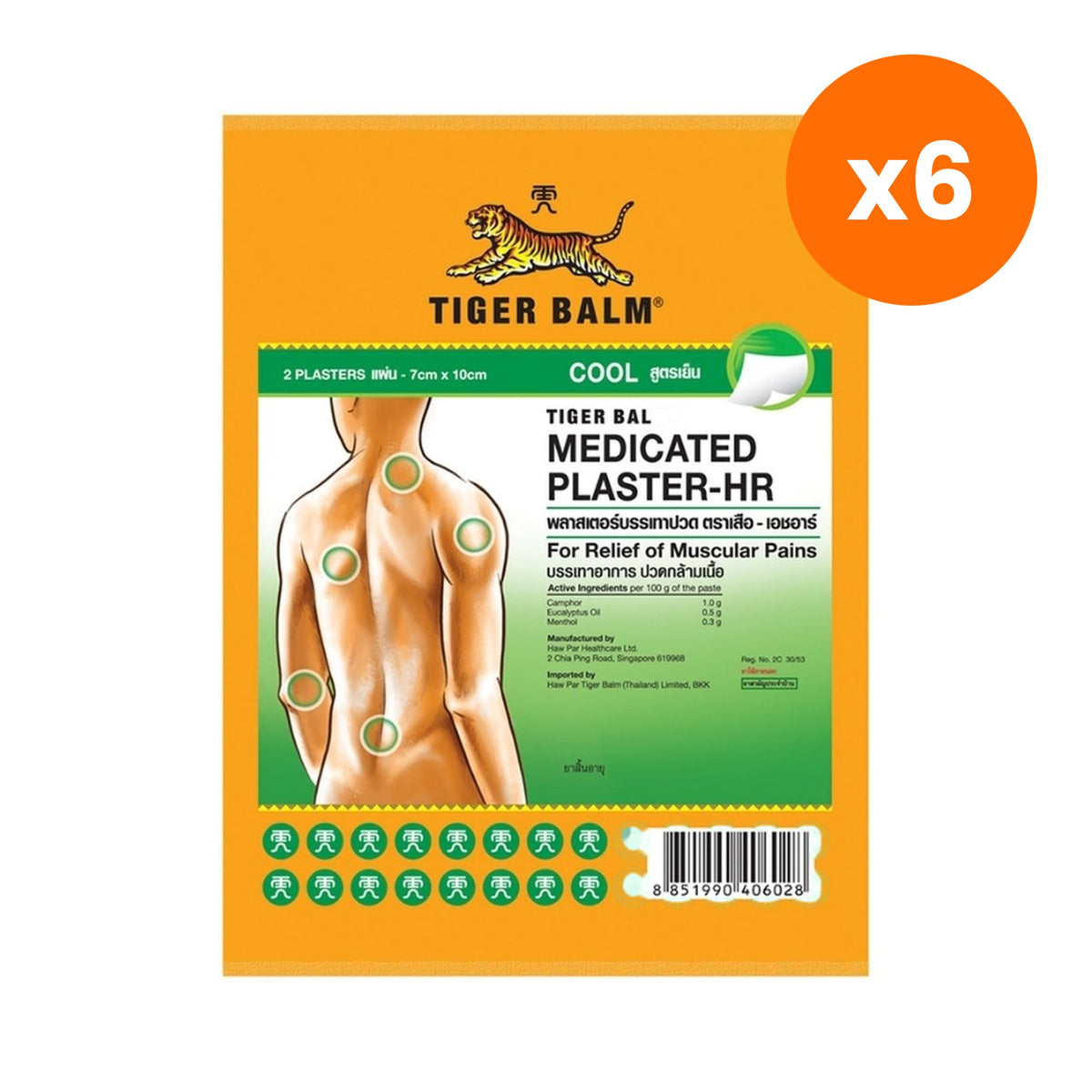 Tiger Balm Small Medicated Plaster for Muscle Comfort 1 Patch – 6 pack bundle