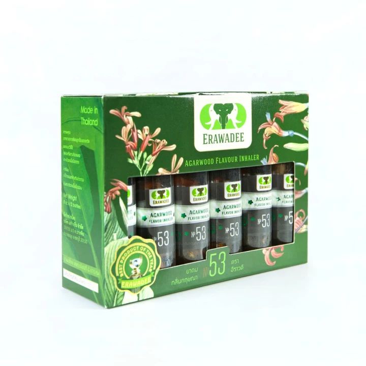 Erawadee Thai Herbal Nasal Inhaler with Agarwood Aromatherapy for Everyday Refreshment 12 x 8 ml