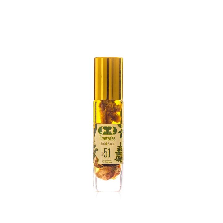 Erawadee No.51 Ya Dom Herbal Inhaler Roll On Aromatherapy for Travel Freshness 8 ml