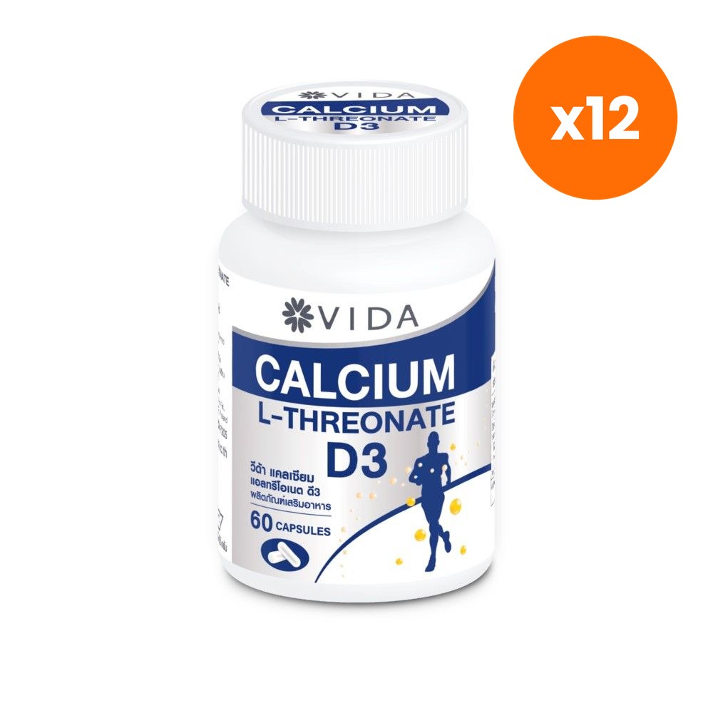 VIDA Calcium L Threonate Plus Vitamin D3 Capsules for Bone Strength 60 Capsules