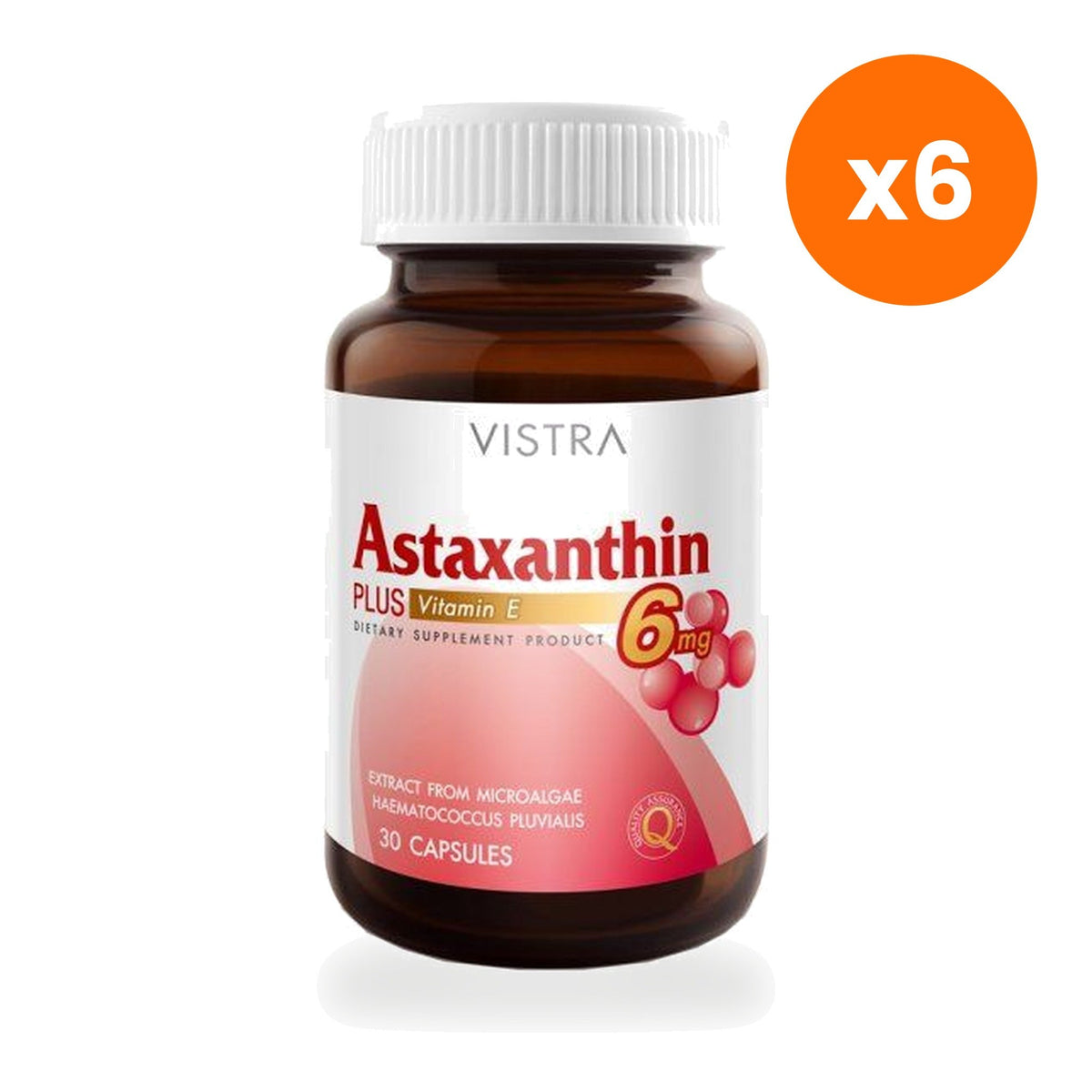 VISTRA Astaxanthin 6mg Plus Vitamin E for Skin Radiance Capsules 30 Capsules