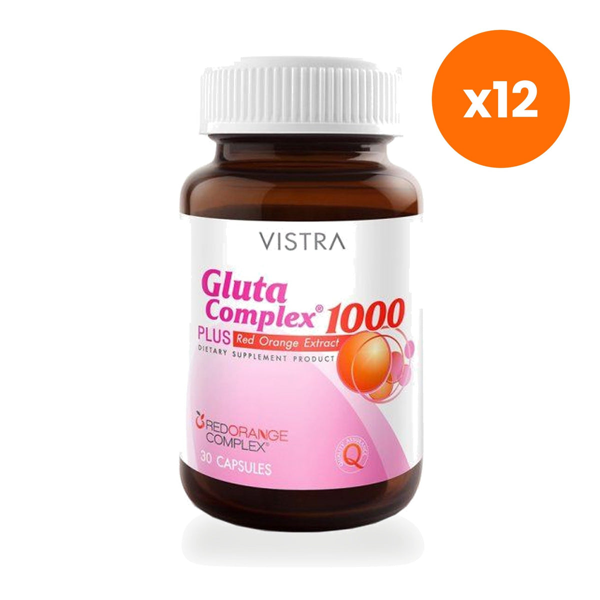 VISTRA Gluta Complex 1000mg with Red Orange Extract for Skin Radiance 30 Tablets