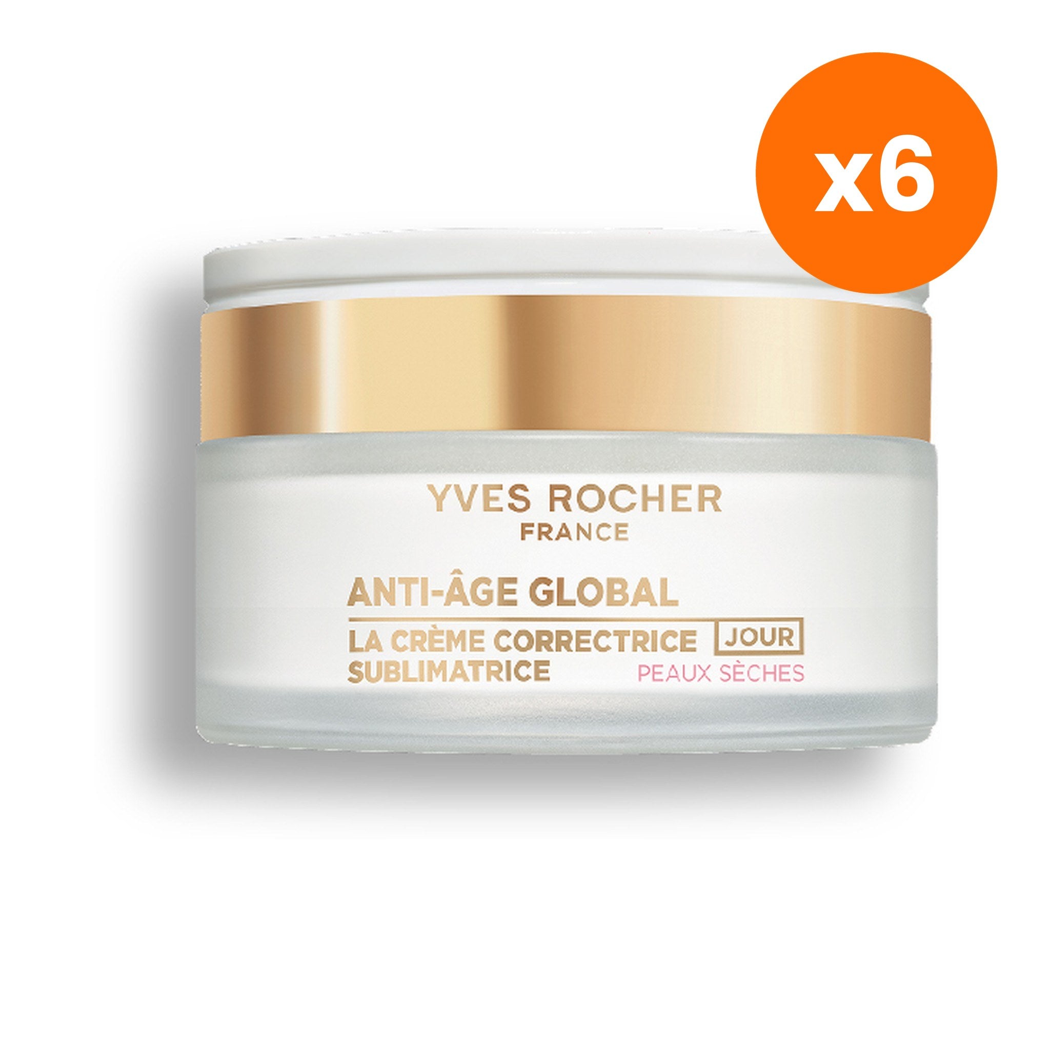 Yves Rocher Anti Age Global Beautifying Day Cream for Skin Radiance 50 ml – 6 pack bundle