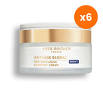 Yves Rocher Anti Age Global Comfort Night Cream for Skin Renewal 50 ml – 6 pack bundle