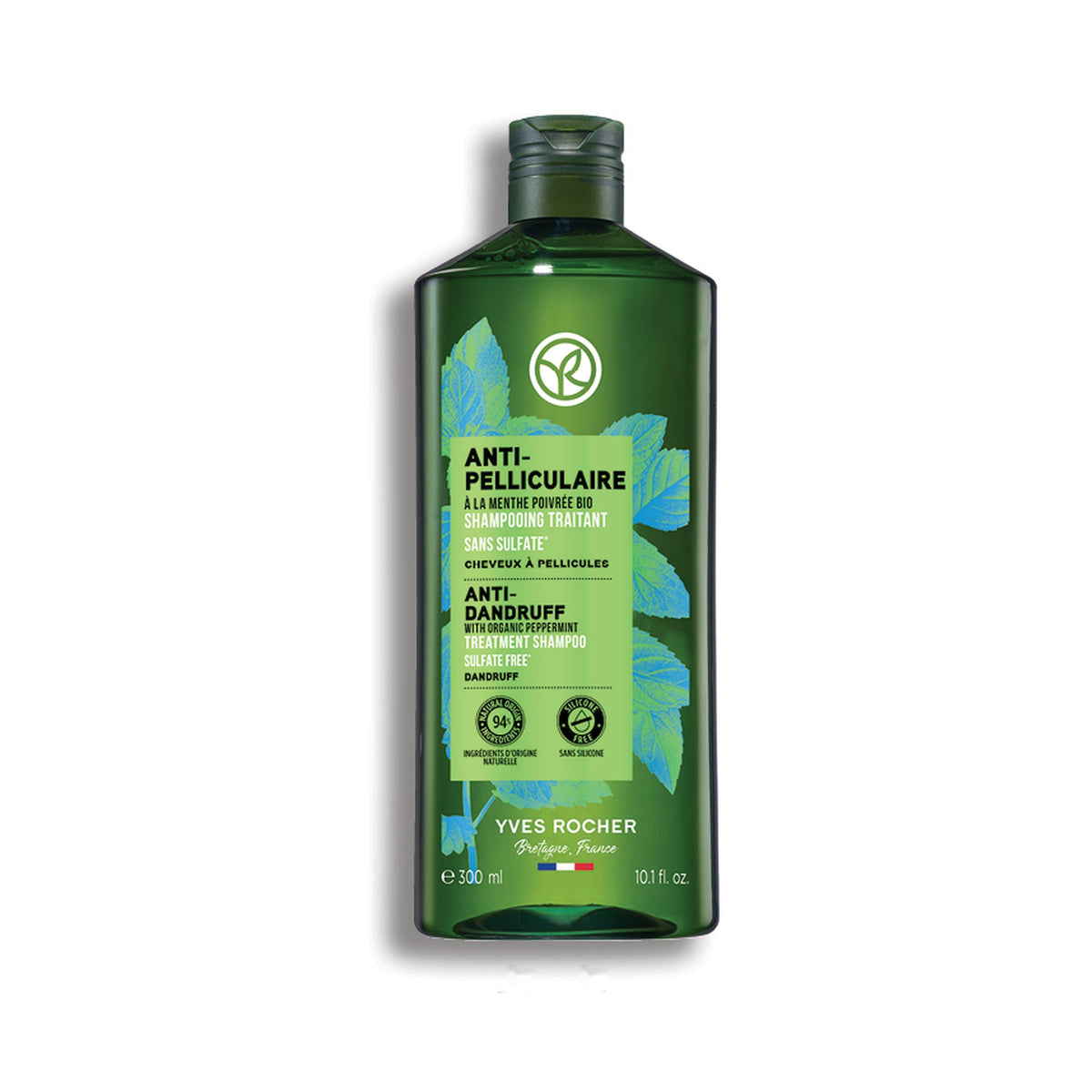 Yves Rocher Anti Dandruff Organic Peppermint Treatment Shampoo for Scalp Care 300 ml
