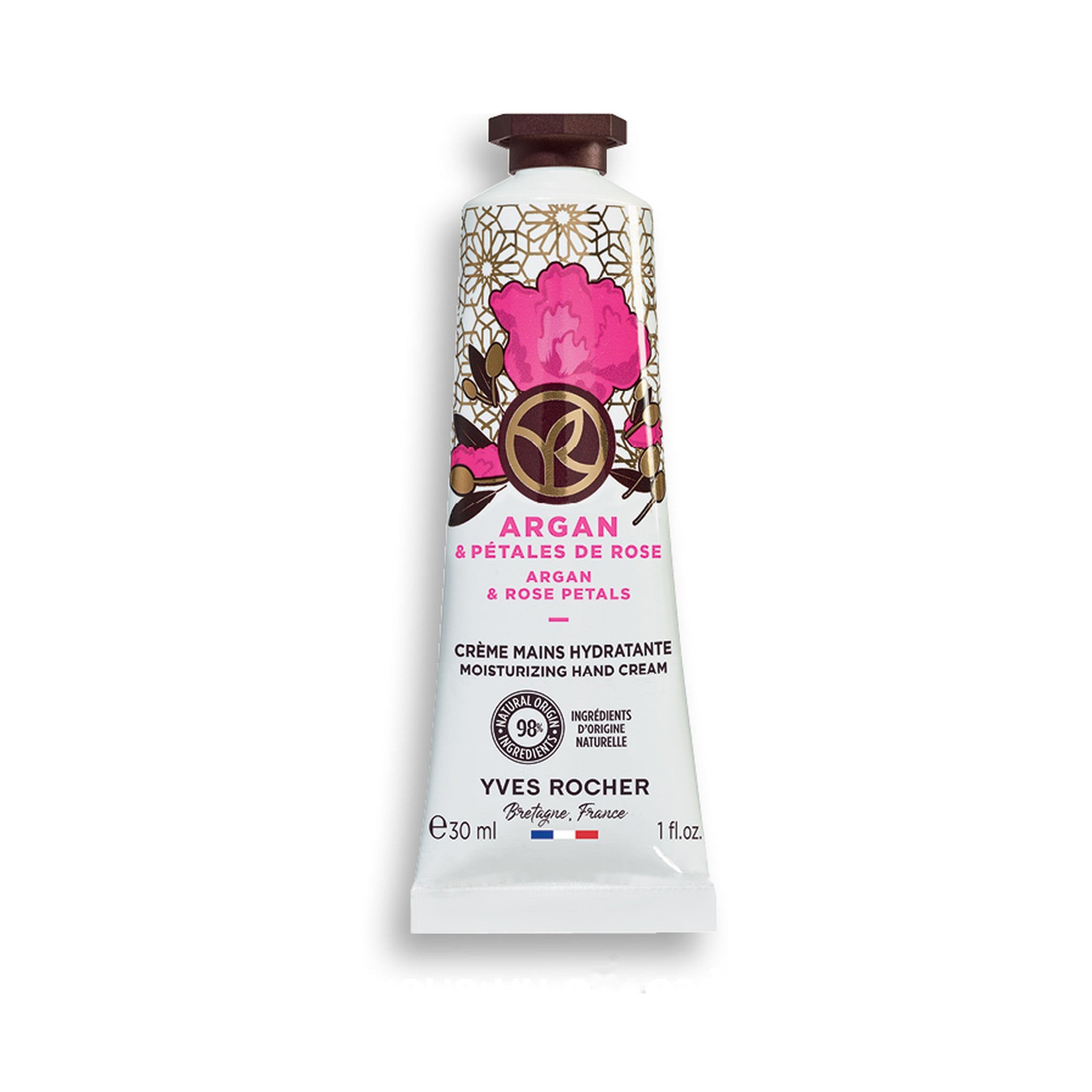 Yves Rocher Argan and Rose Petals Moisturizing Hand Cream for Skin Radiance 30 ml
