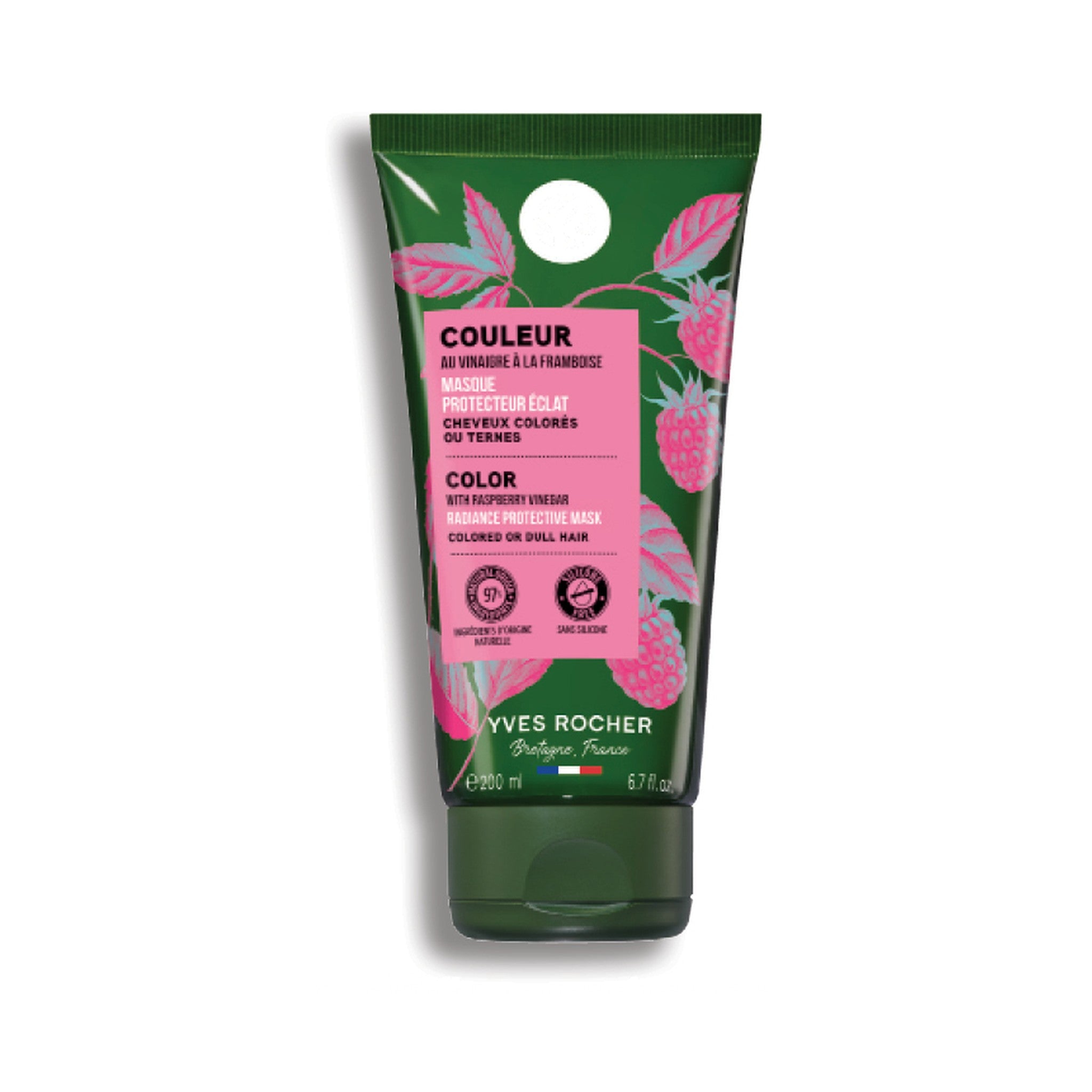 Yves Rocher Color Raspberry Vinegar Radiance Protective Hair Mask for Color Care 200 ml