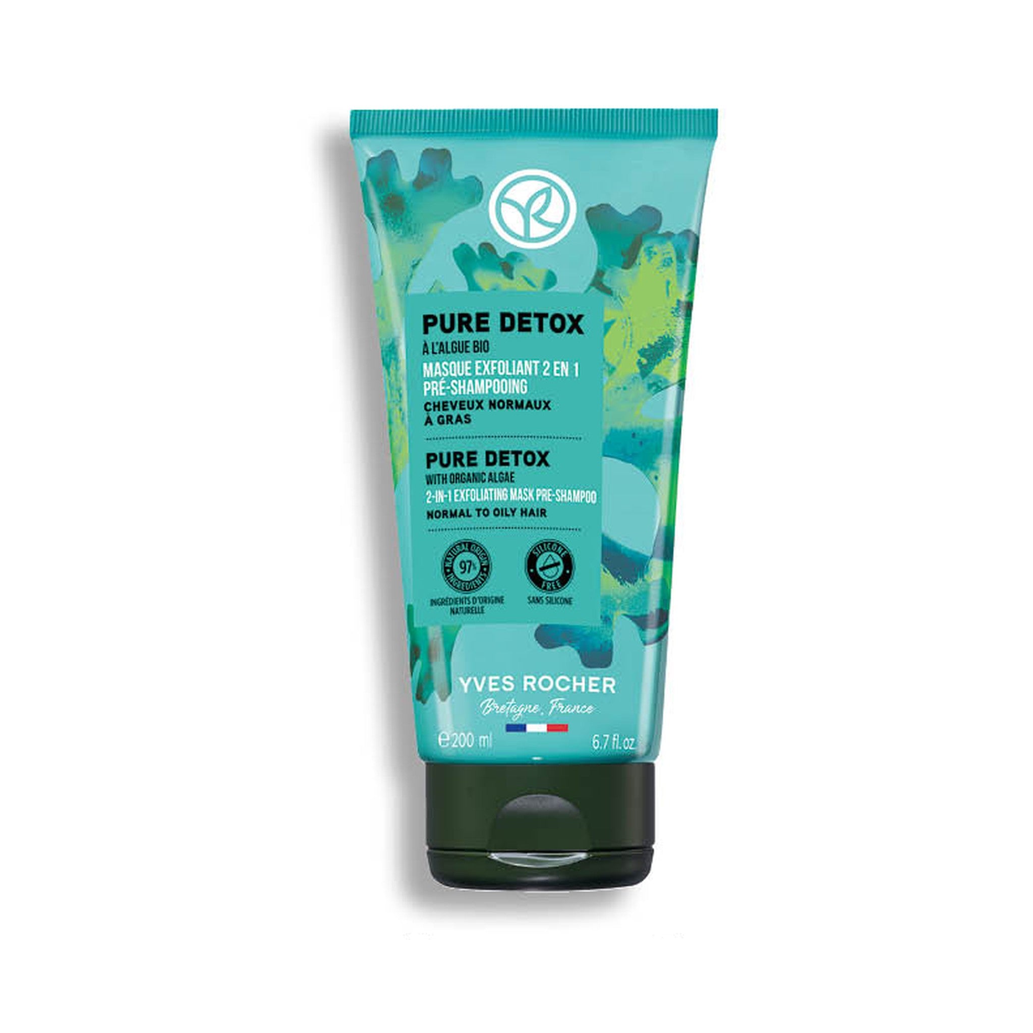 Yves Rocher Pure Organic Algae 2 in 1 Exfoliating Pre Shampoo Mask for Scalp Renewal 300 ml